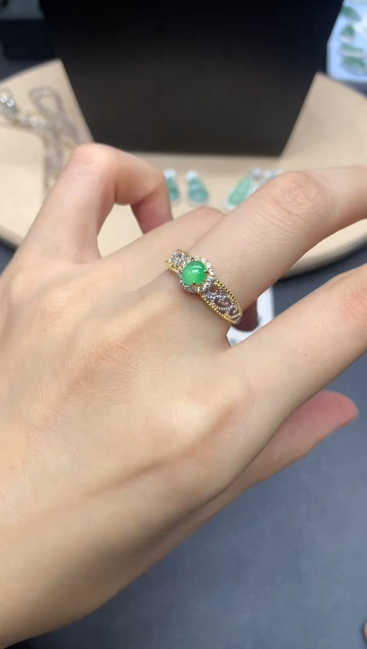 【闪购商品】翡翠戒指银S925镶嵌蛋面【多样性发其一】