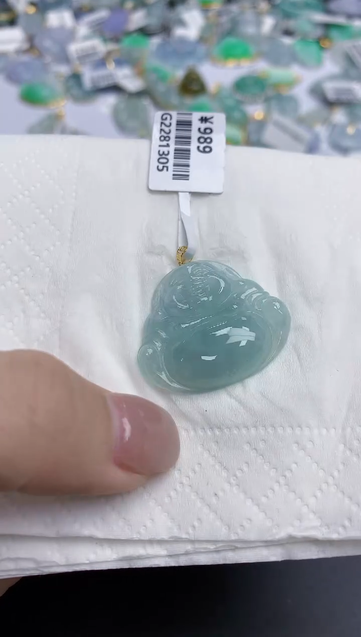 【闪购商品】翡翠颈饰18K金镶嵌天然缅甸翡翠A货