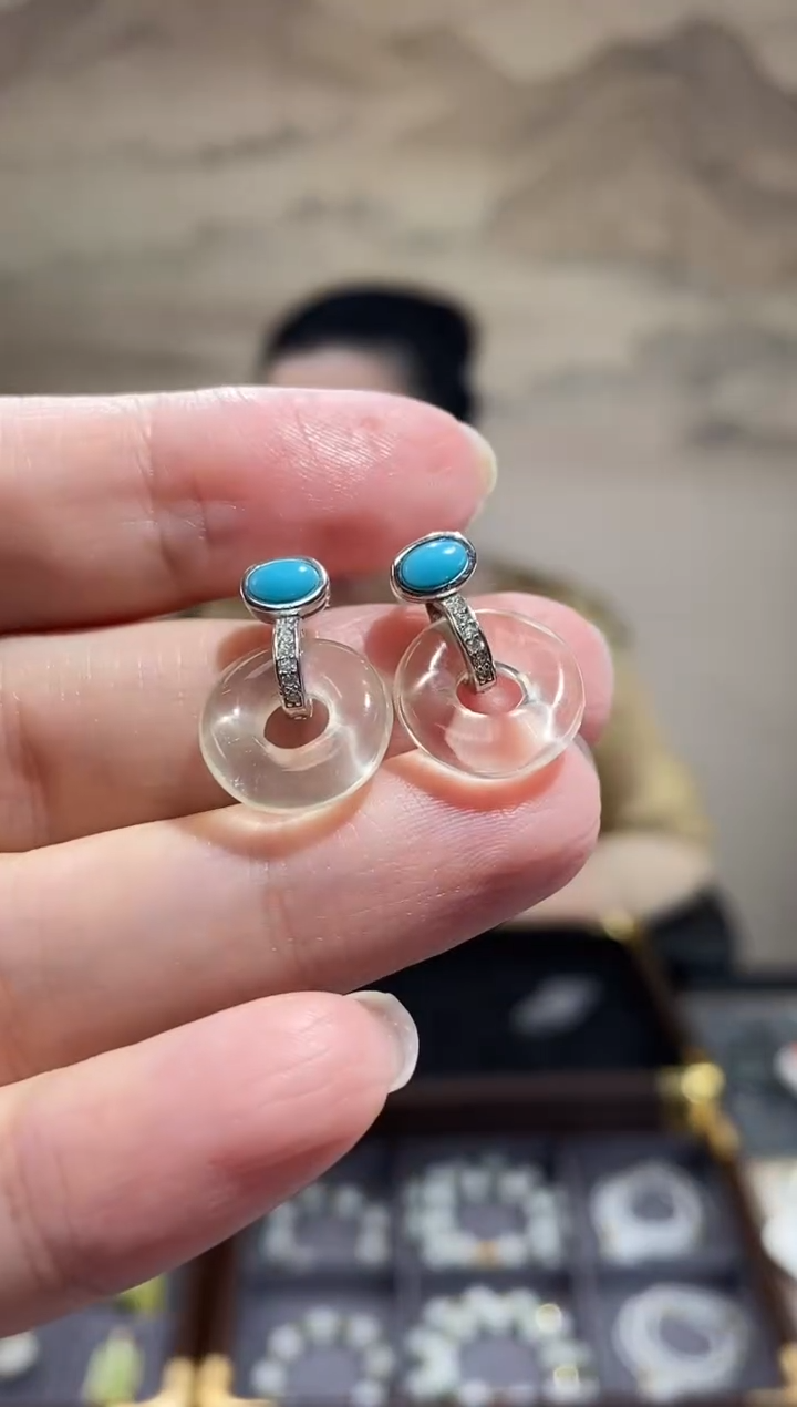 银S925镶嵌耳饰水晶EZ5436