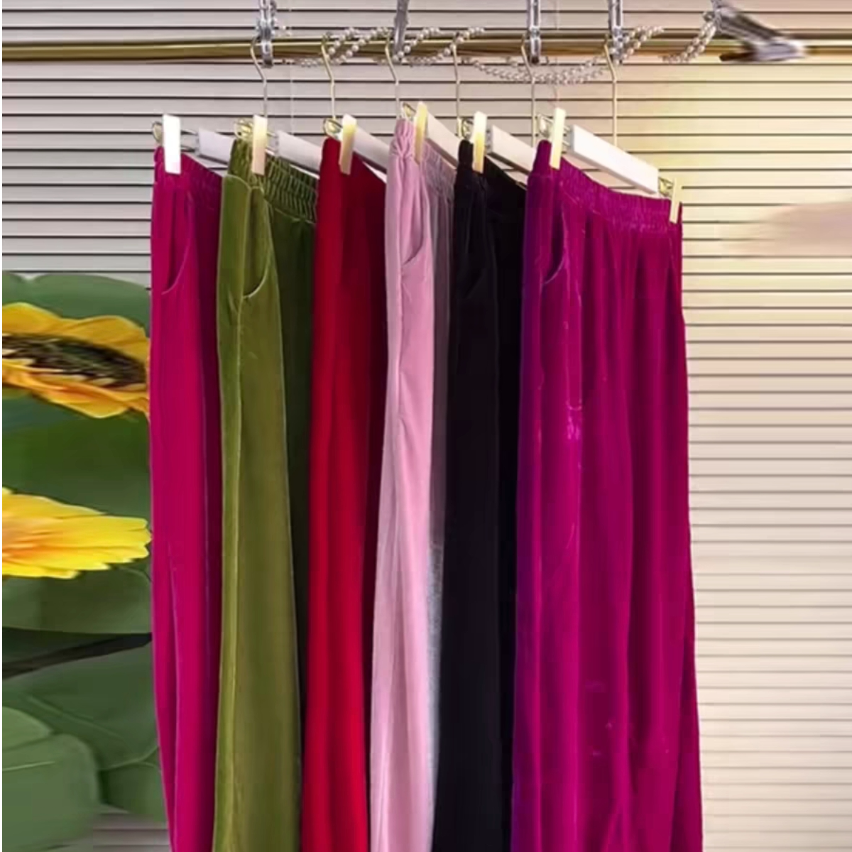 （大瑶儿）高腰窄版丝绒阔腿裤显瘦显高时尚休闲大长腿国风