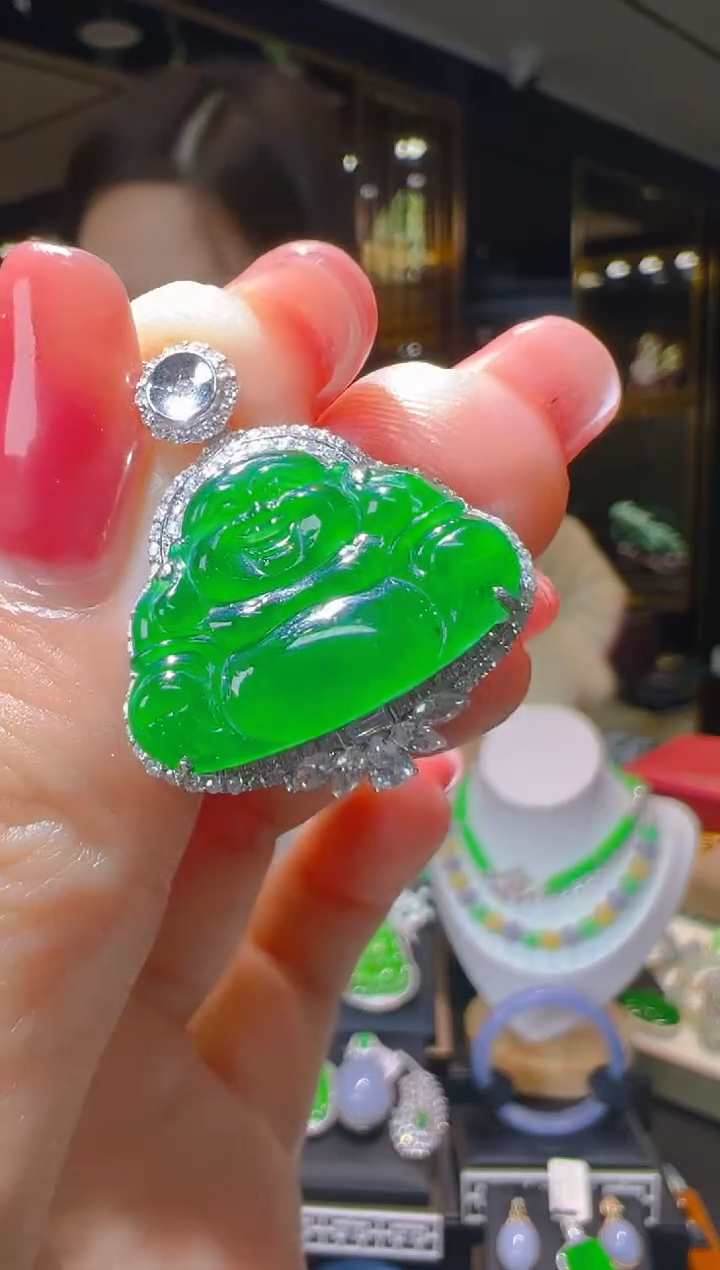 【闪购商品】翡翠吊坠(赠链)18K金镶嵌020（多样性发货）（赠金链）