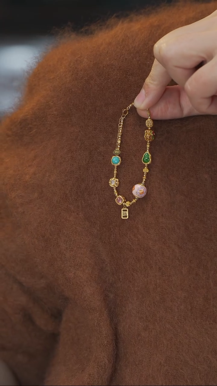 【闪购商品】翡翠手链18K金镶嵌手链