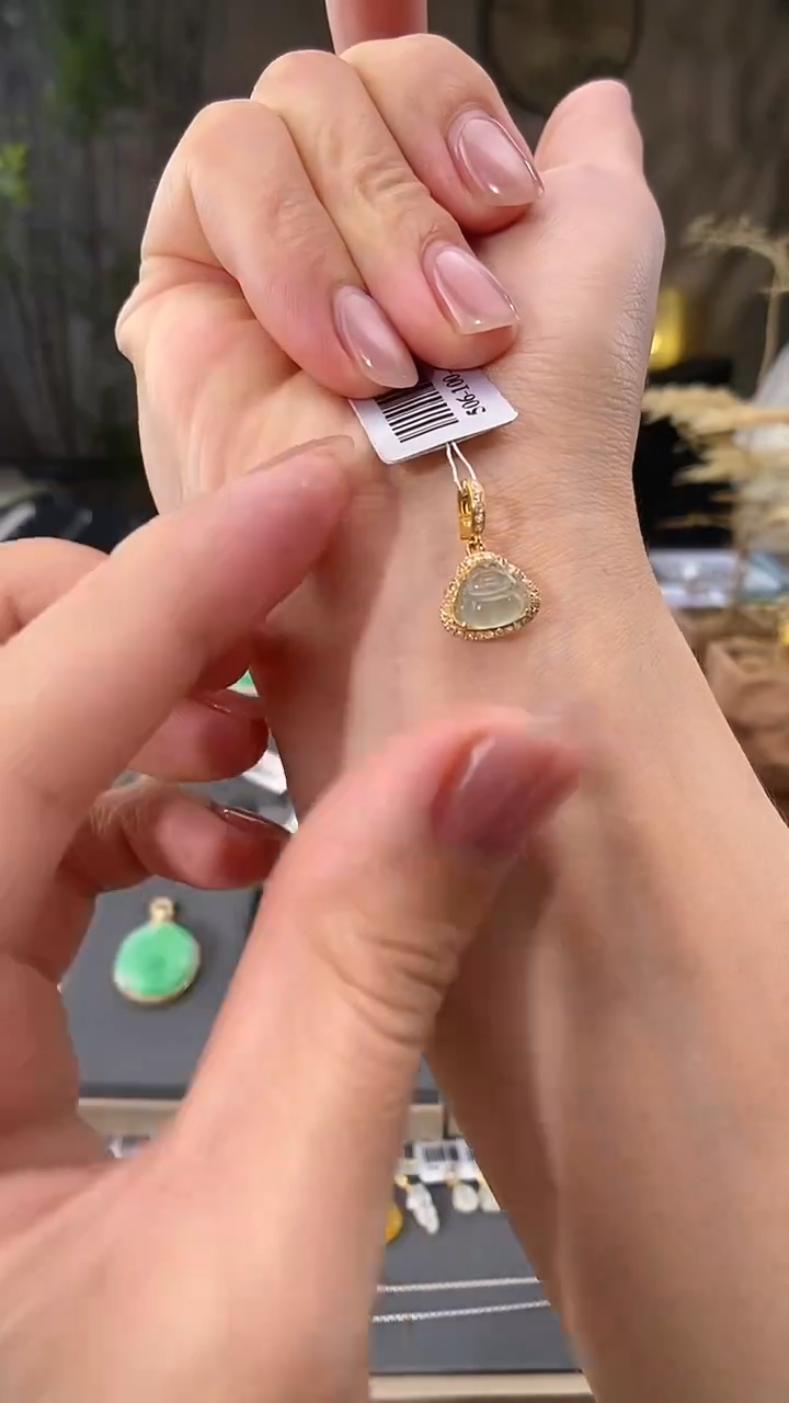 吊坠(不含链)18K金镶嵌翡翠佛公