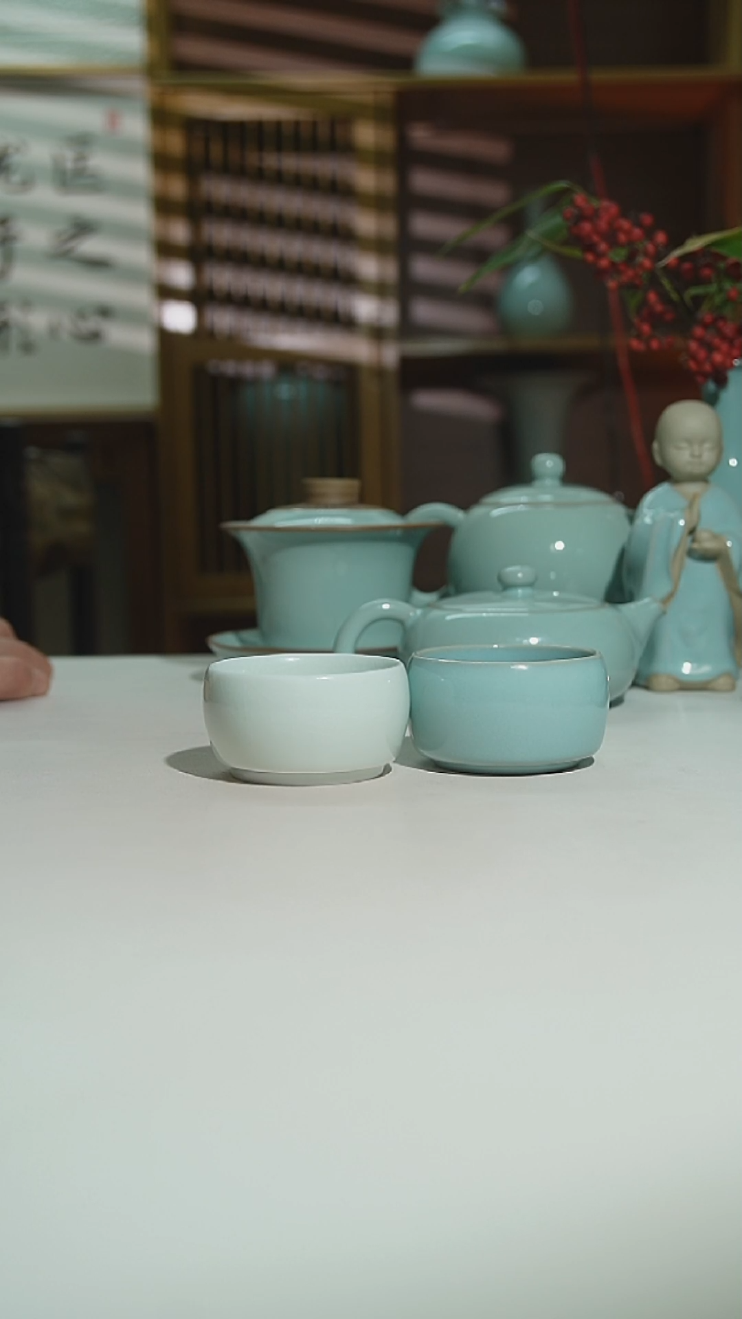 天青玉清悟道杯一对