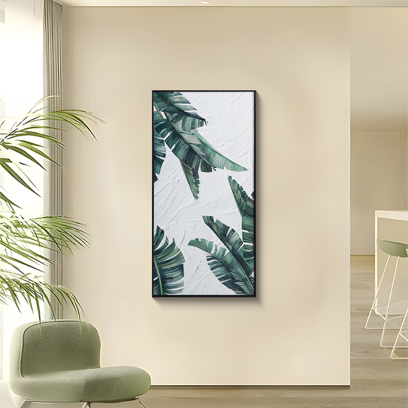 益师傅客厅沙发背景墙挂画现代简约肌理感装饰画壁画叶子60120