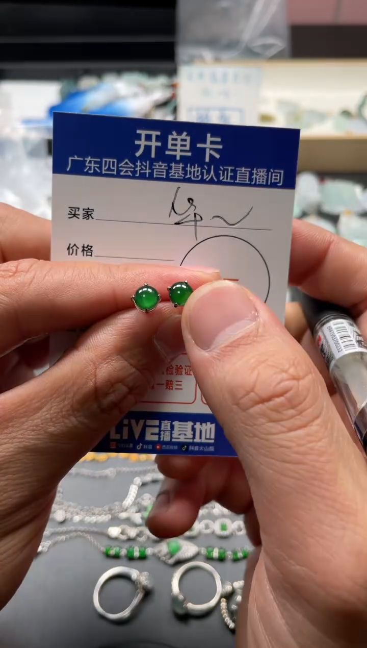 颈饰未镶嵌翡翠华耳钉