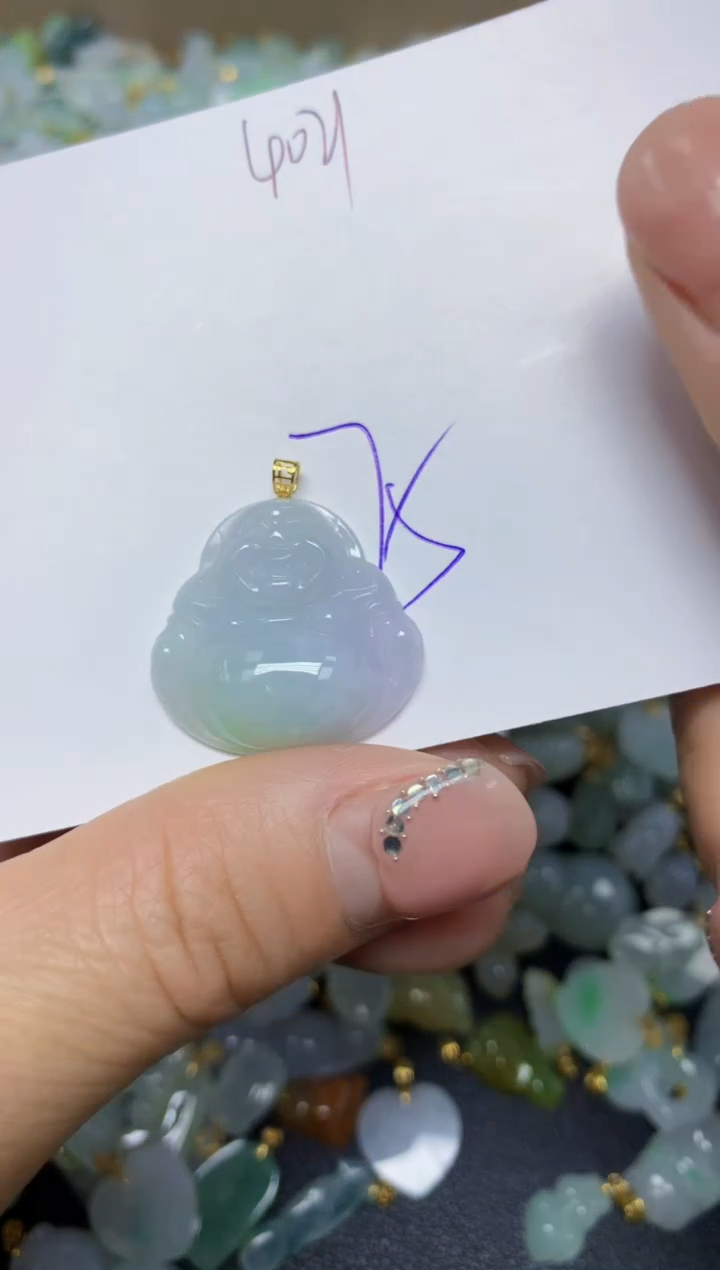 【闪购商品】翡翠挂件18K金镶嵌 天然翡翠A货