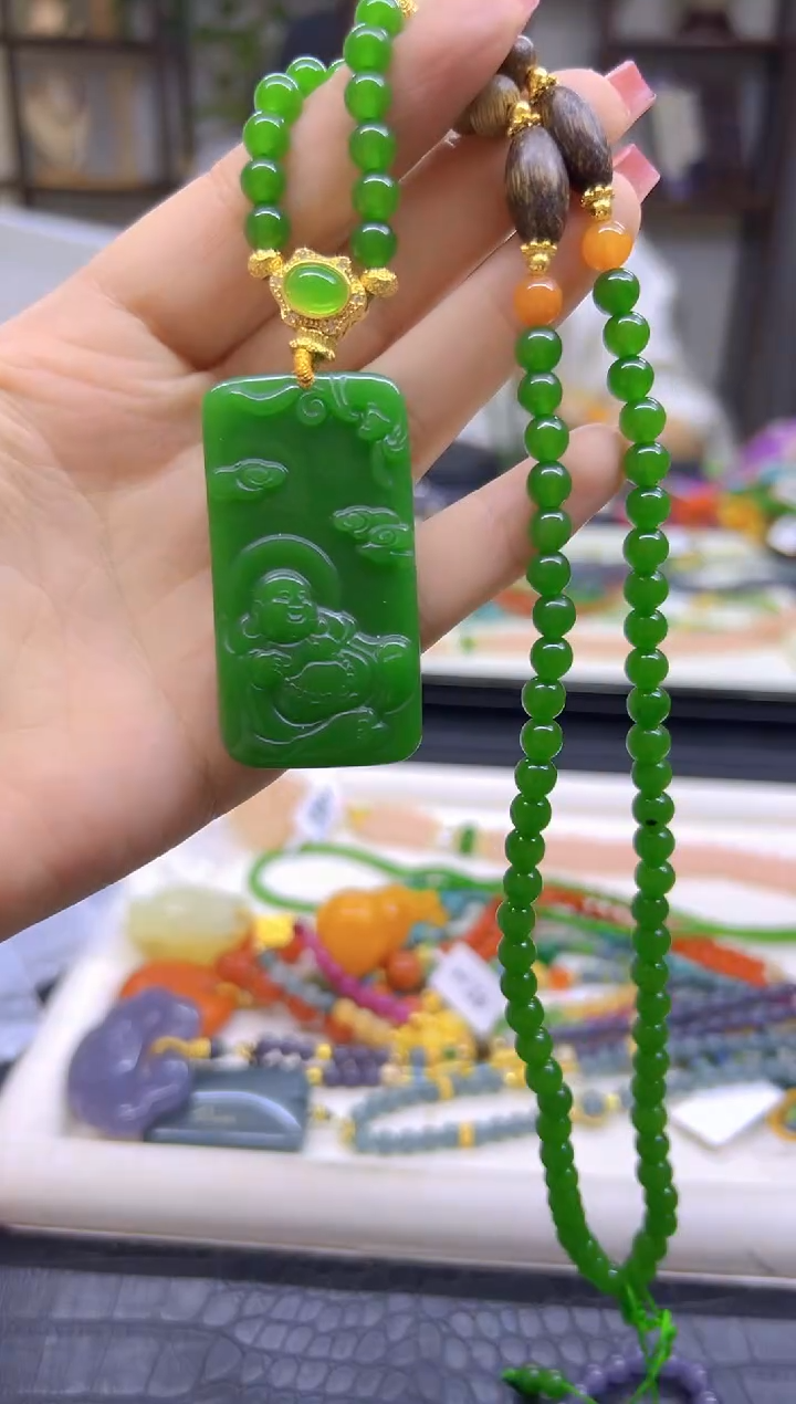 毛衣链未镶嵌和田玉（碧玉）DIY款M690