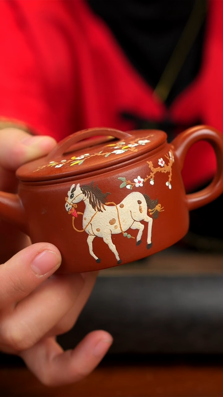 【闪购商品】紫砂茶壶大红袍汉瓦壶 五花马 黑色