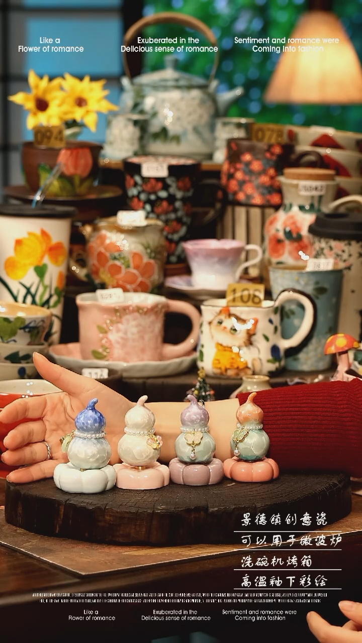 陶瓷随机一个景德镇高温釉下彩手工手绘款式@A0184@