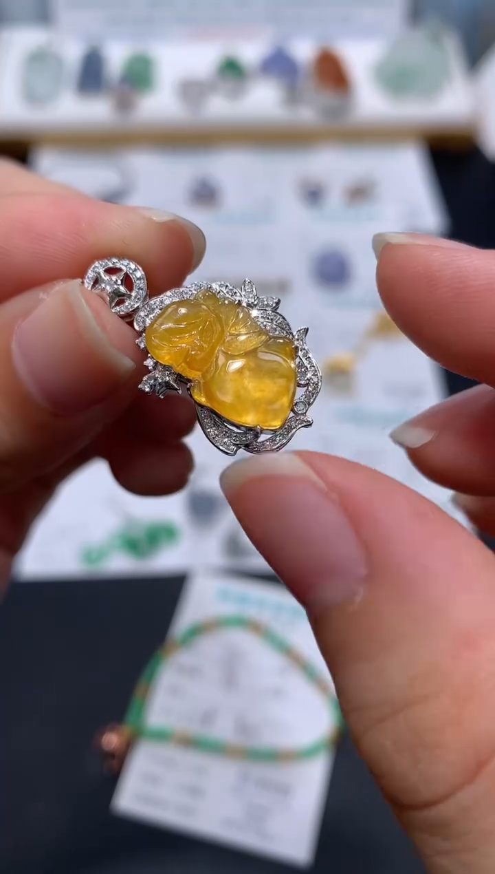 翡翠18K金镶嵌颈饰模式推广期48小时鉴赏期