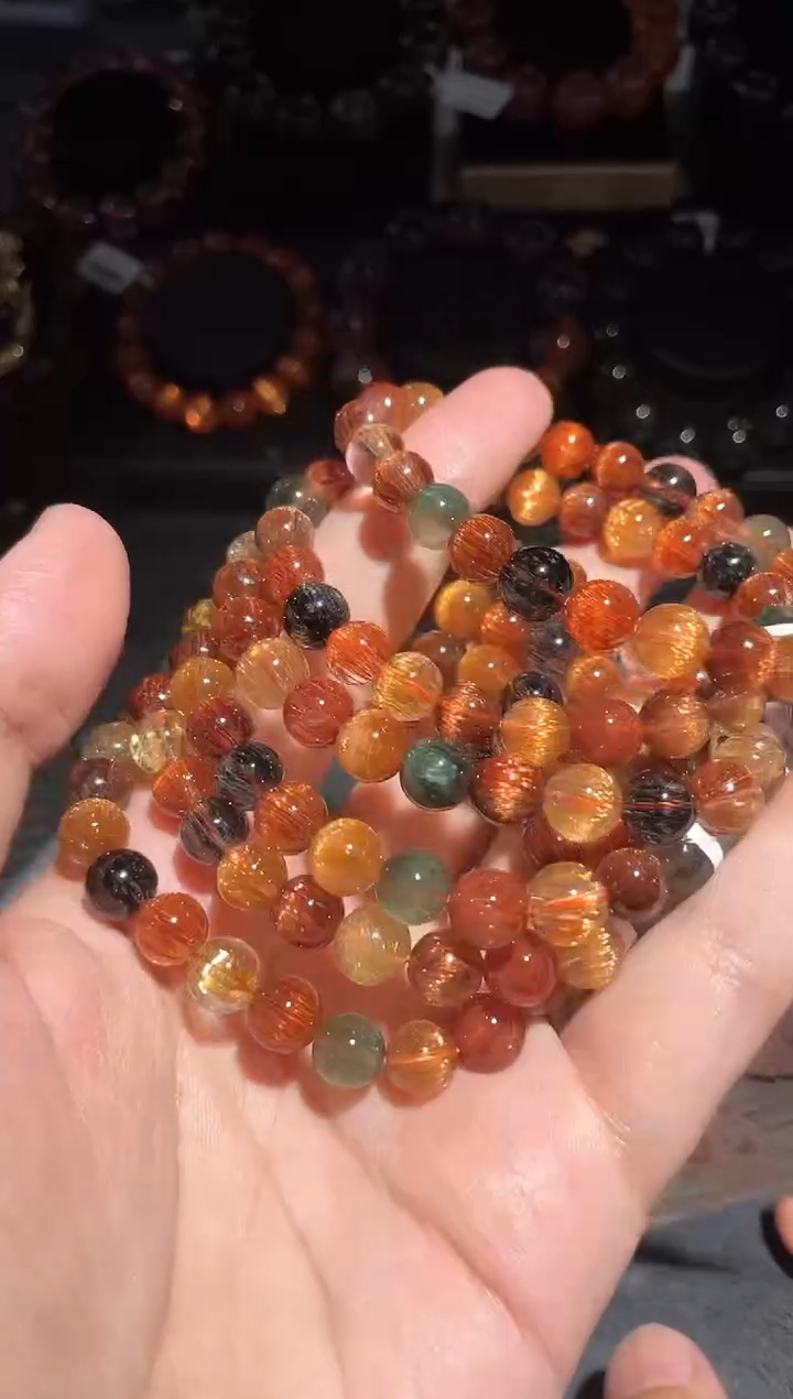 【闪购商品】水晶手链未镶嵌发晶多宝单圈A8（多样性发其一）