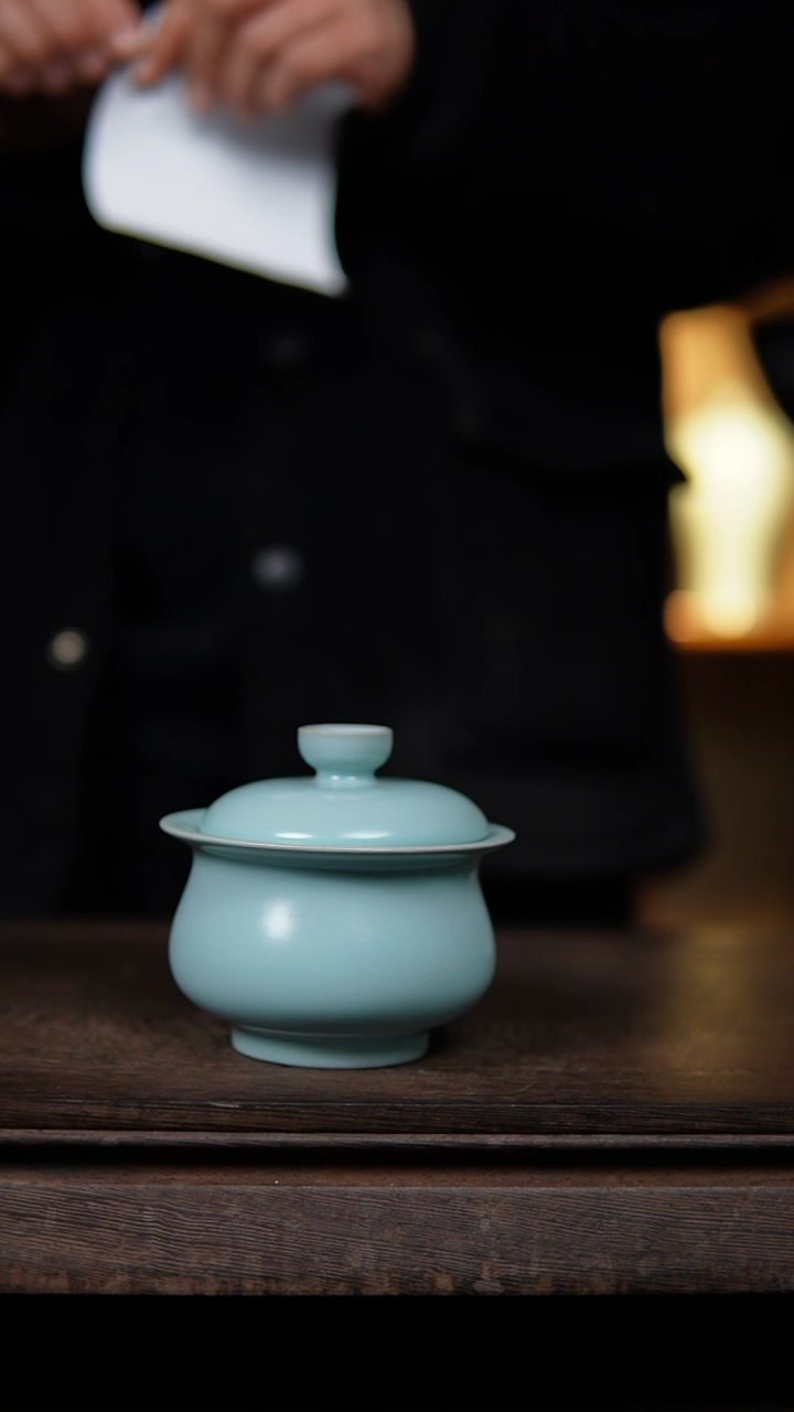 【闪购商品】杯仿古宋臻釉纯手工布袋盖碗