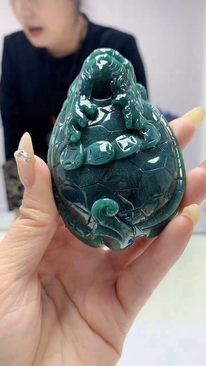 【闪购商品】定制翡翠未镶嵌4902DD-毛货挂件龙龟52