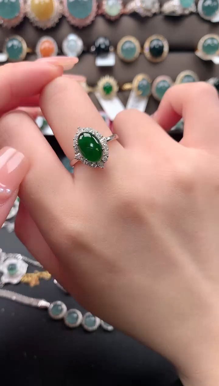 【闪购商品】翡翠戒指银S925镶嵌52141