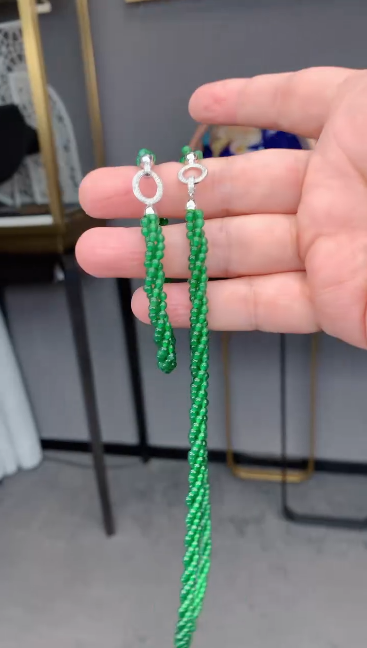 【闪购商品】定制翡翠18K金镶嵌翡翠项链+手链