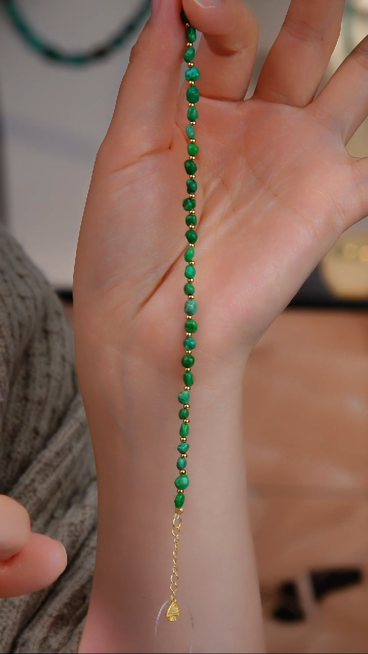 银S925镀金镶嵌绿松石手链多样性发货