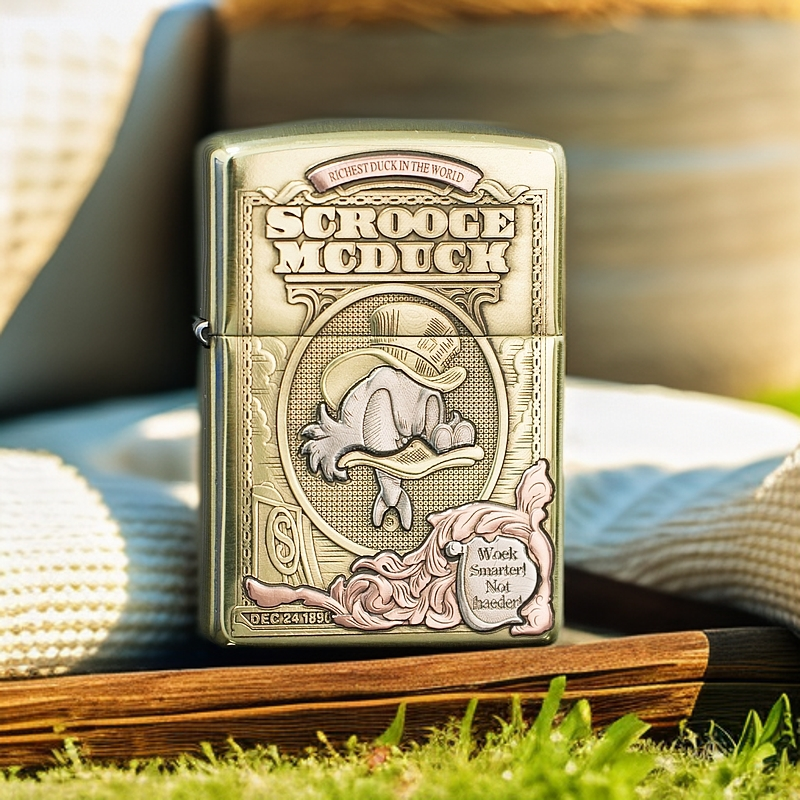 ZIPPO/之宝紫铜镶嵌唐老鸭纯铜盔甲官方正品打火机双面双色DYJ1