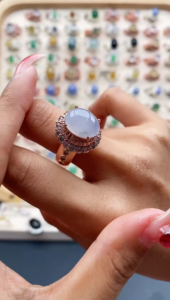 【闪购商品】翡翠戒指未镶嵌缅甸天然A货翡翠444  1+7