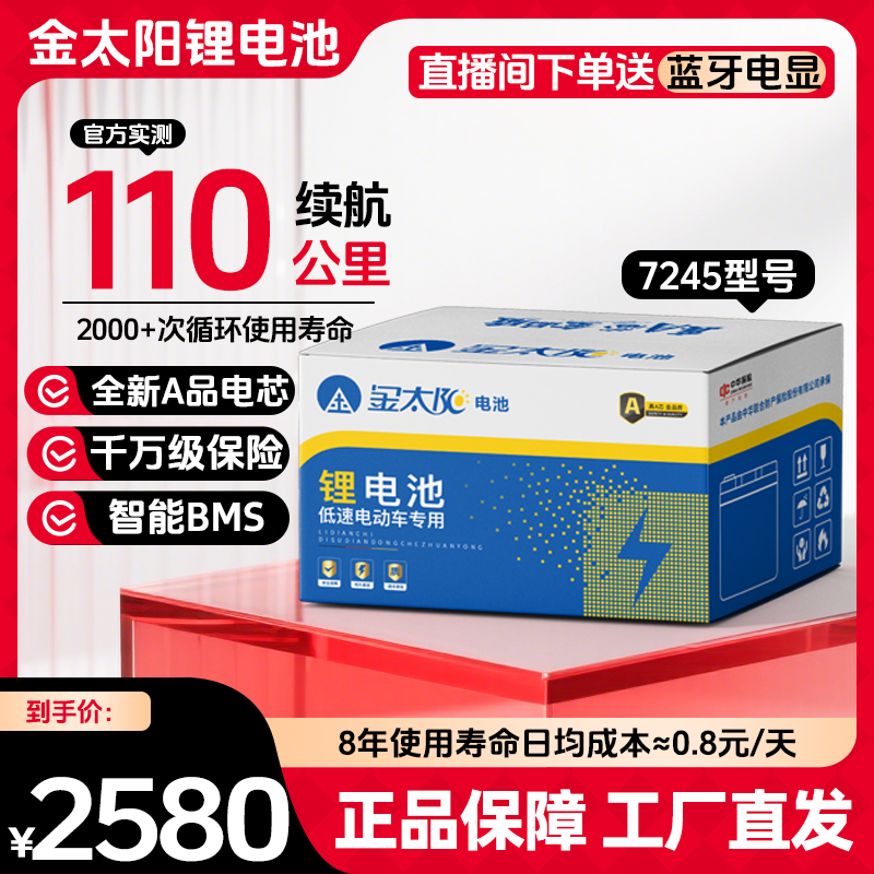 【金太阳】7245三轮车专用锂电池长续航长寿命家庭必备