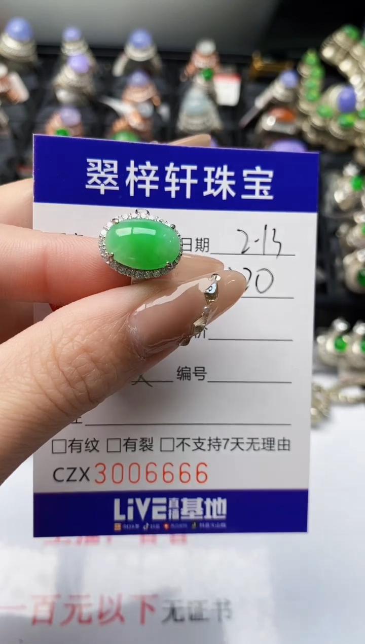 【闪购商品】翡翠戒指银S925镶嵌/6666