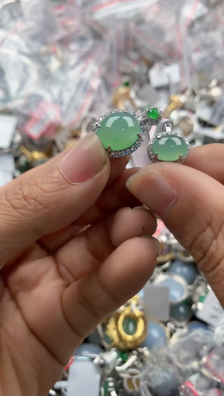 银S925镶嵌戒指翡翠1010---4