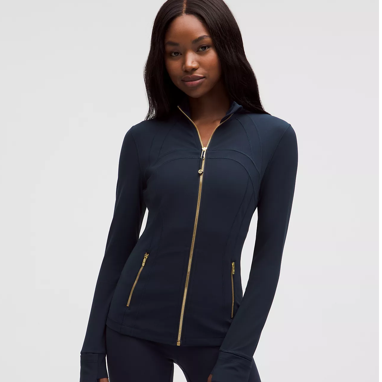 lululemon/露露乐蒙Define Nulu海军蓝长款修身立领外套运动休闲