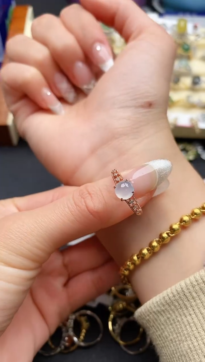 【闪购商品】翡翠戒指银S925镶嵌66666666+5