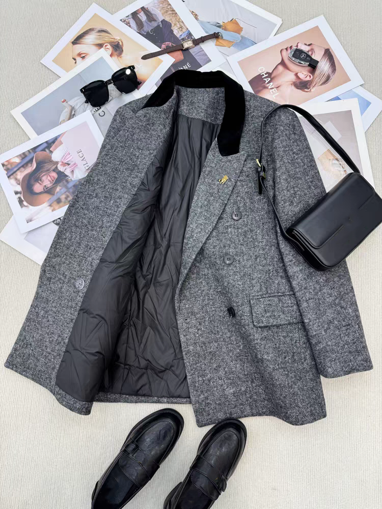 琴西装毛毛羽绒服欧韩白鸭绒羽绒服8769