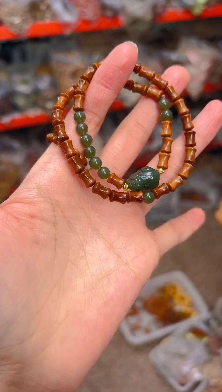 吊坠库克竹节双圈 貔貅