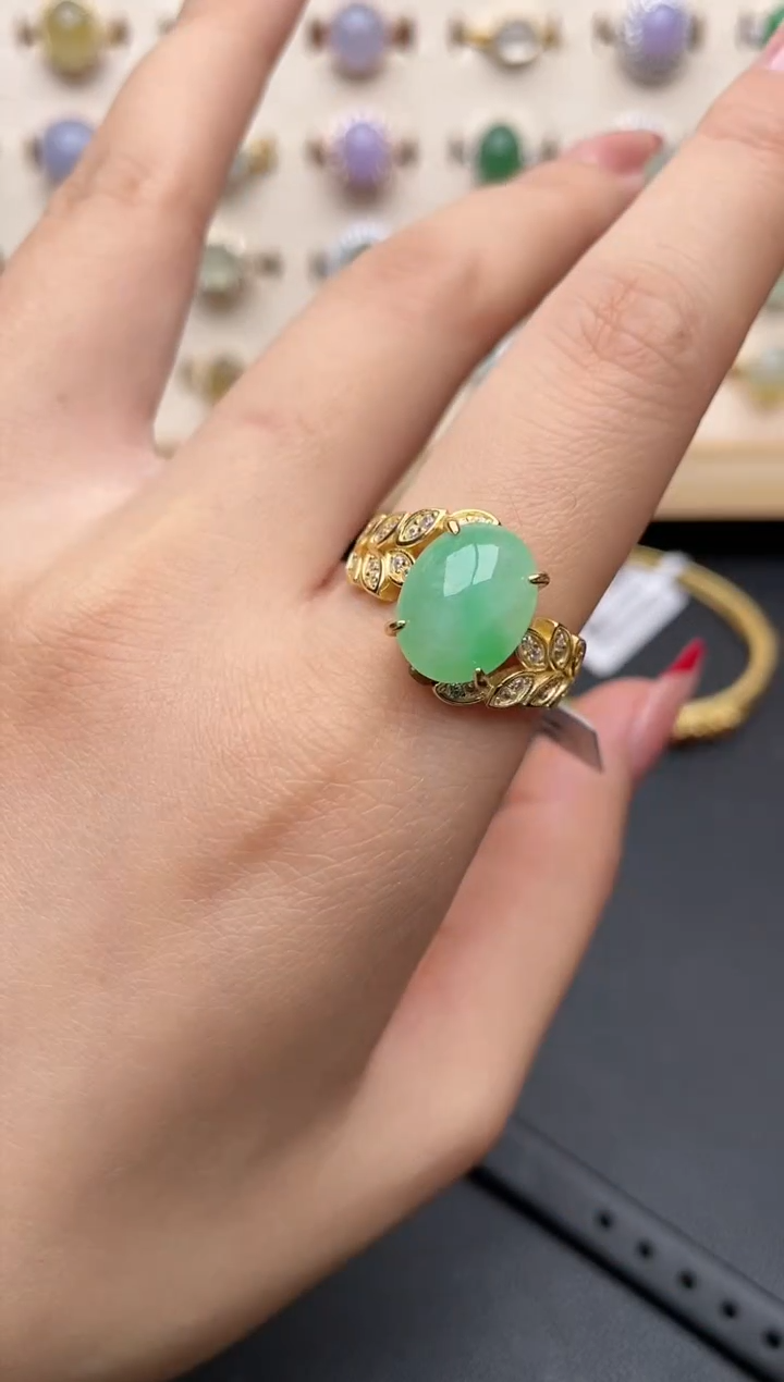 【闪购商品】翡翠戒指银S925镶嵌一物一证一礼盒