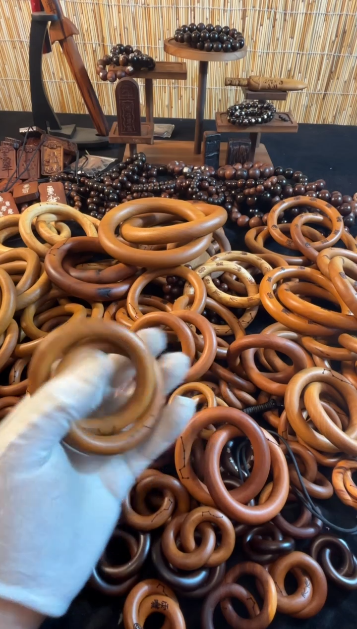 枣木雷击枣木微瑕乾坤圈内径50不退不换