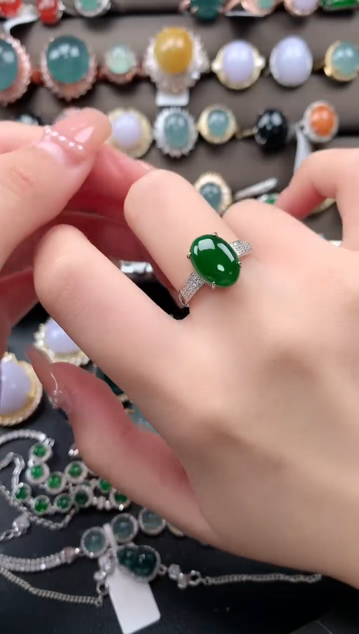 【闪购商品】翡翠戒指银S925镶嵌631451245