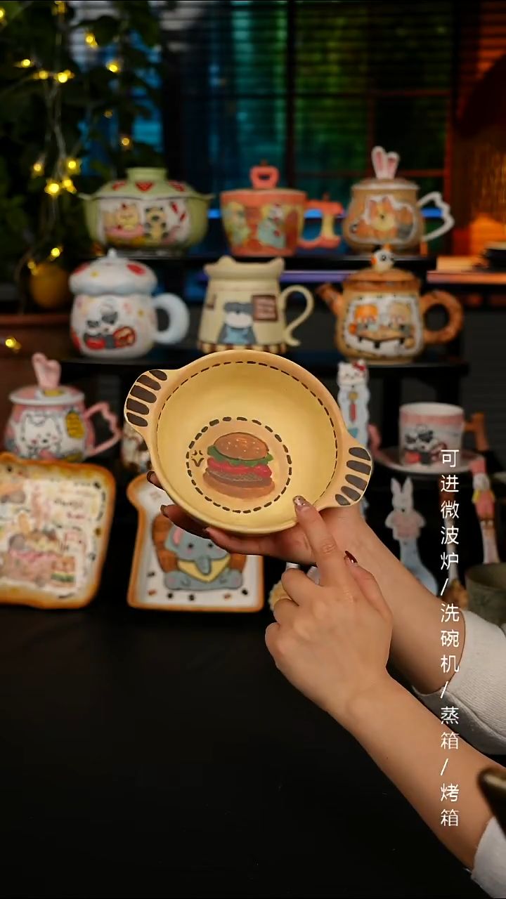 陶瓷无盖款景德镇高温釉下彩纯手绘创意瓷 默认微瑕 不退不换