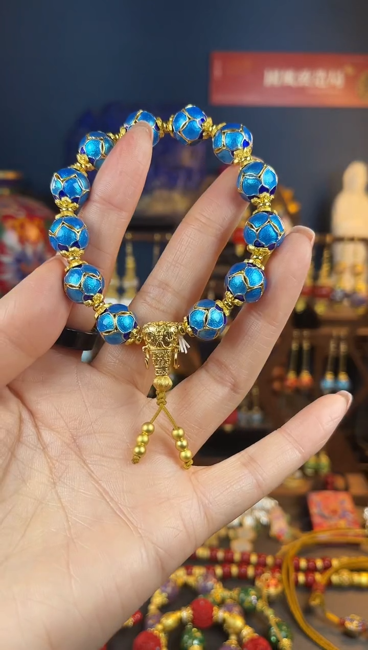【闪购商品】蓝色莲花珐琅手串