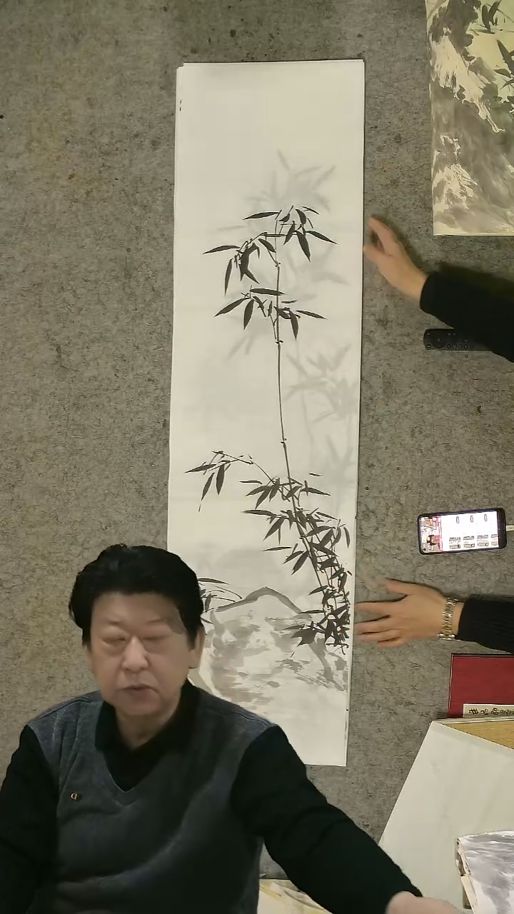 国画四尺对开  墨竹条屏 34*138cm