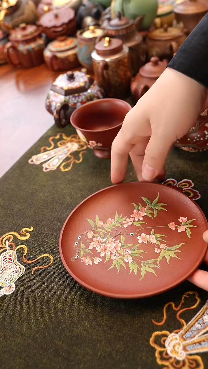 茶壶紫砂花开半夏盘子