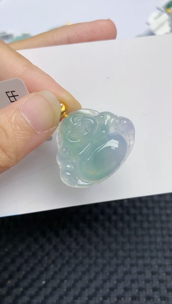 翡翠18K金镶嵌颈饰天然缅甸A货翡翠百元以上9元证书费自理