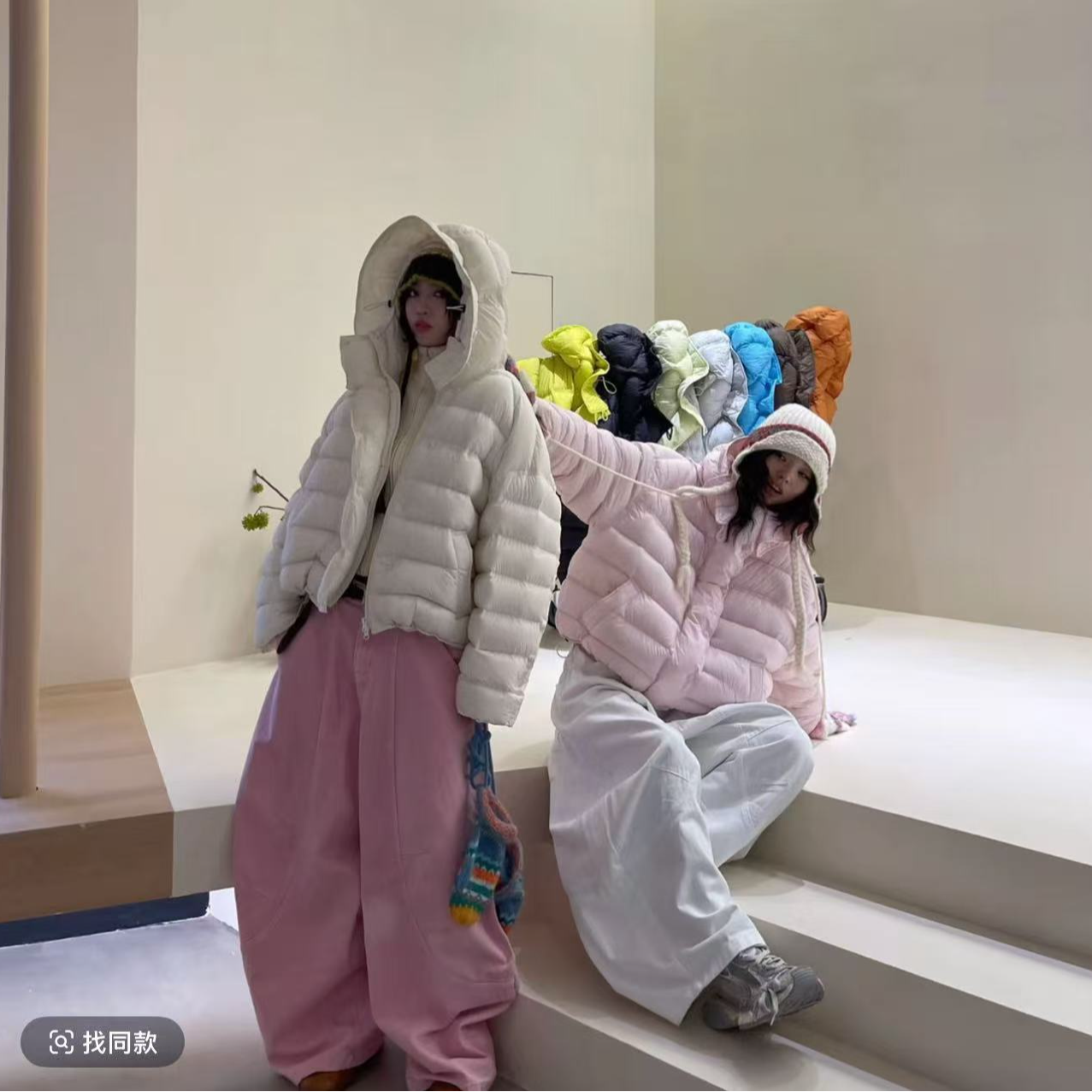 A53【衣长54】排骨石墨烯云绒秋冬新款宽松泡芙弯刀袖外套冬季短款