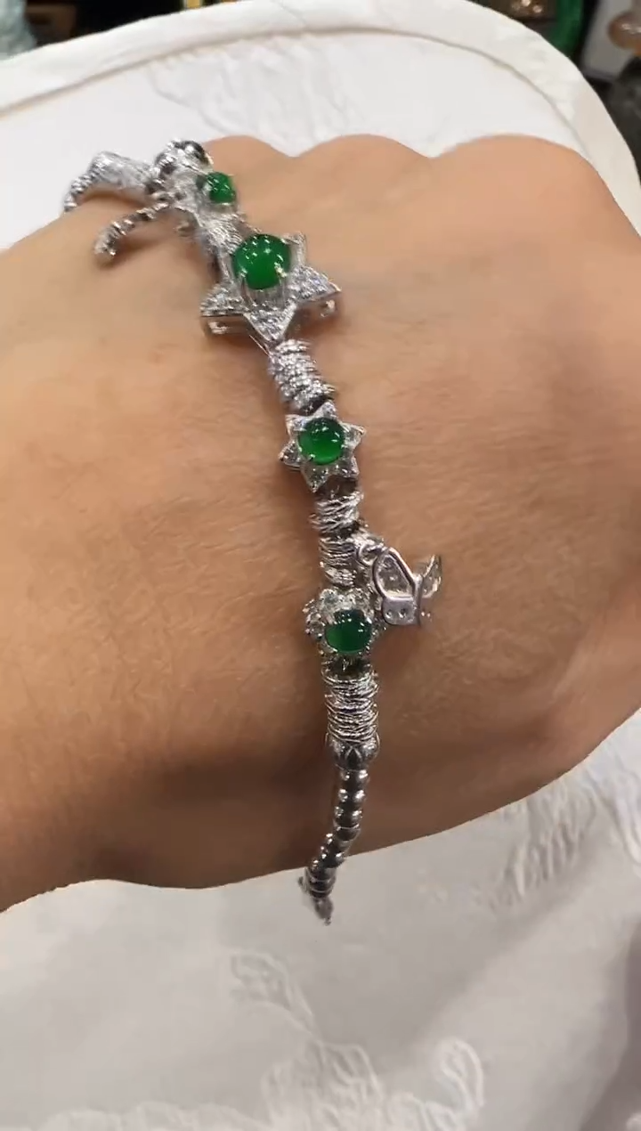 翡翠银S925镶嵌颈饰国风