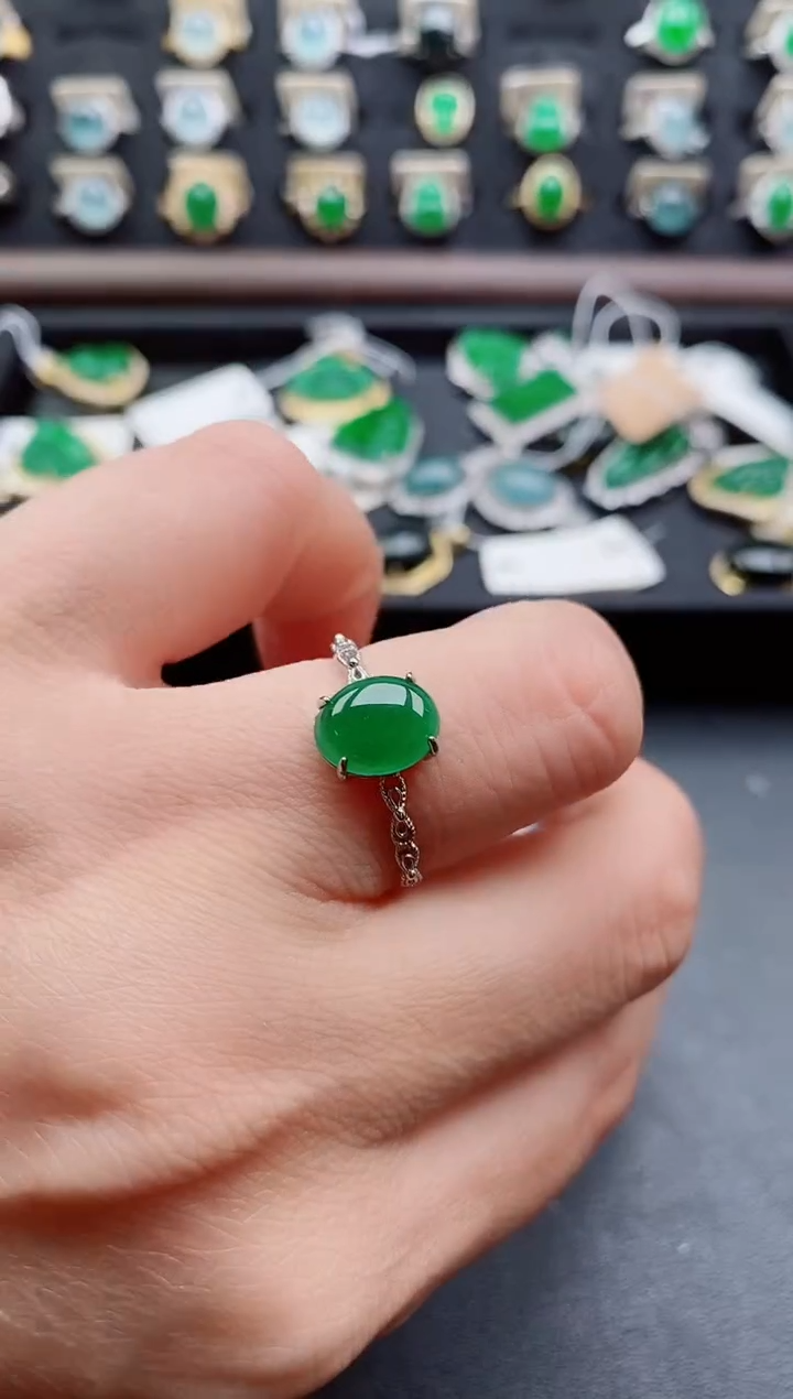 银S925镶嵌戒指翡翠1