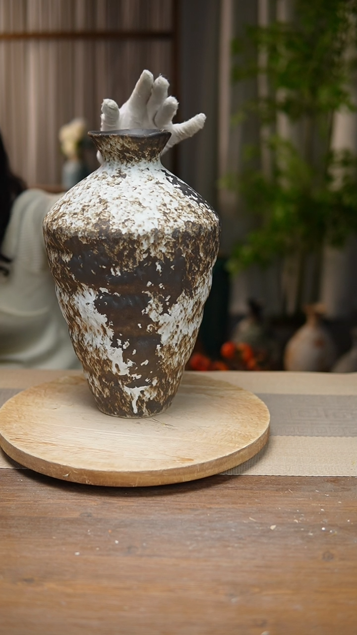 【闪购商品】陶瓷  花器诧寂黑高脚