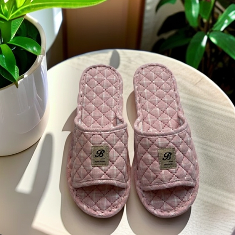 情侣纯棉格子室内布底拖鞋简约男女无声地板软底四季静音加厚底