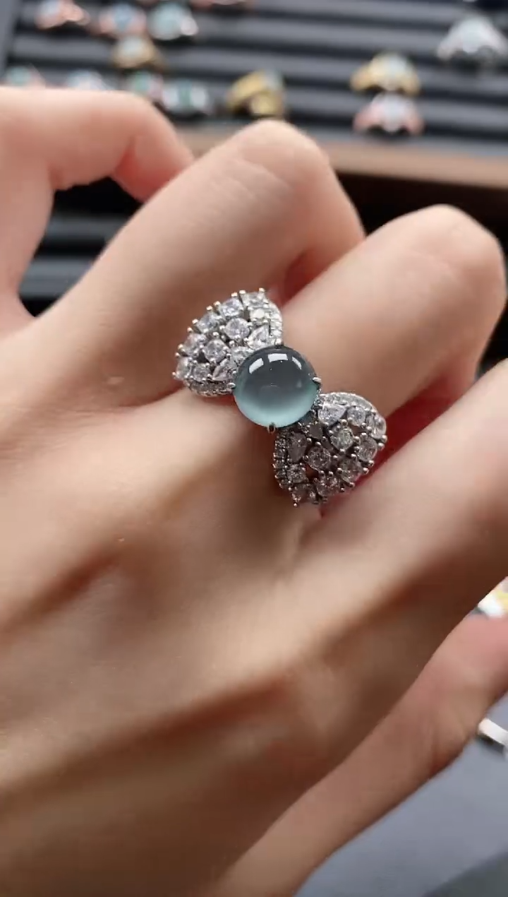 【闪购商品】翡翠戒指银S925镶嵌5115-