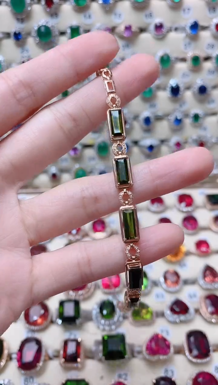 【闪购商品】碧玺18K金手链18K金镶嵌1