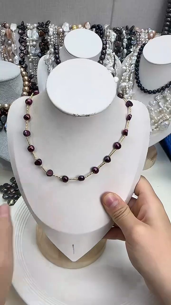 颈饰银S925镀金镶嵌淡水珍珠1