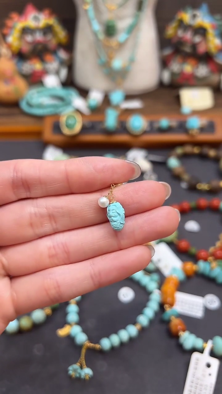 【闪购商品】绿松石18K金镶嵌提溜绿松石提溜