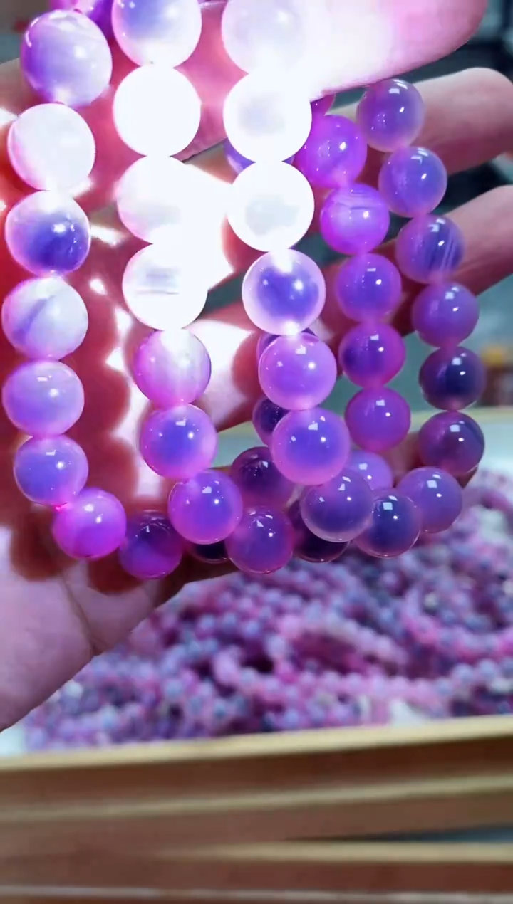 未镶嵌手链玛瑙/玉髓粉紫糖心玛瑙手串10mm