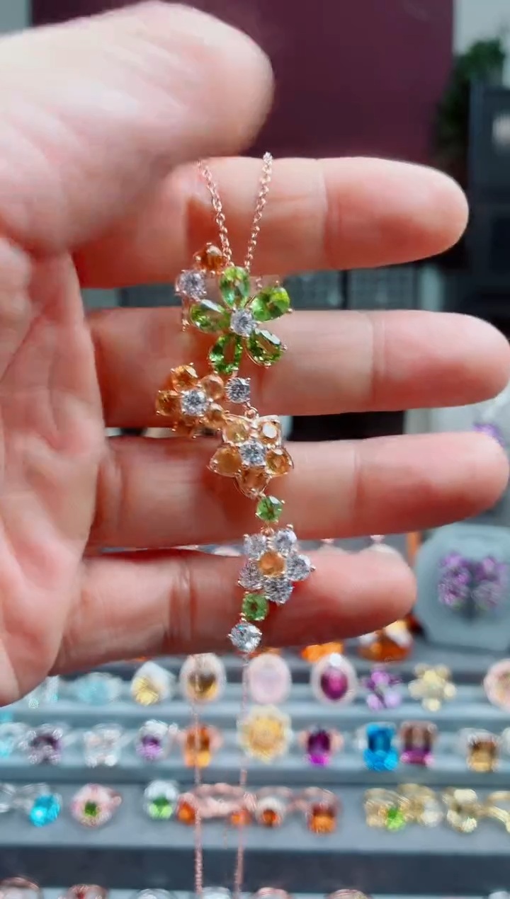 吊坠(赠链)银S925镶嵌黄晶黄晶吊坠