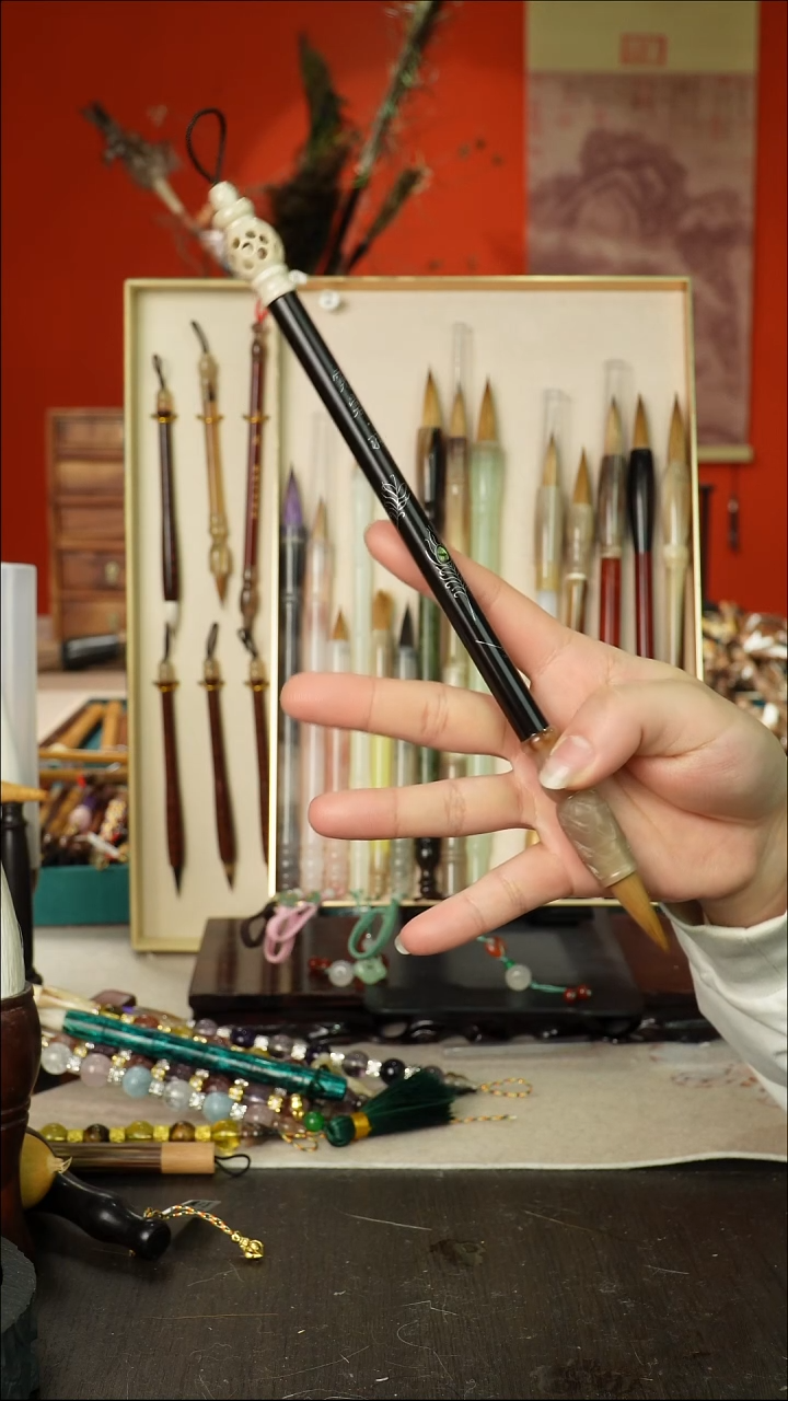 117号闪孤品高货毛笔链接 清水试笔 蘸墨不退